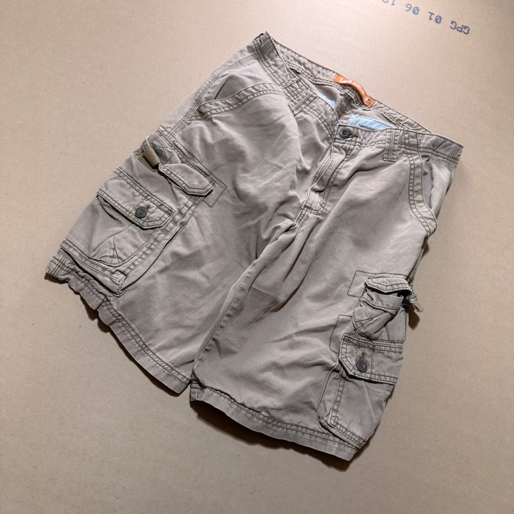 Lee Dungarees Cargo Shorts 32 Khaki Tan Excellent Multi Pocket Twill